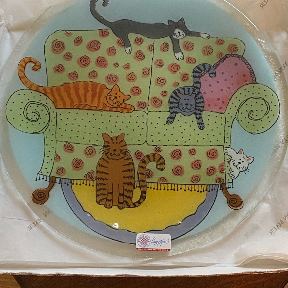 Peggy Karr Colorful Cat Couch Plate